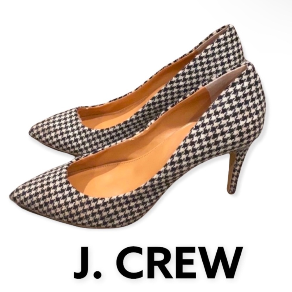Authentic J. Crew designer gingham fabric heels pumps 8.5